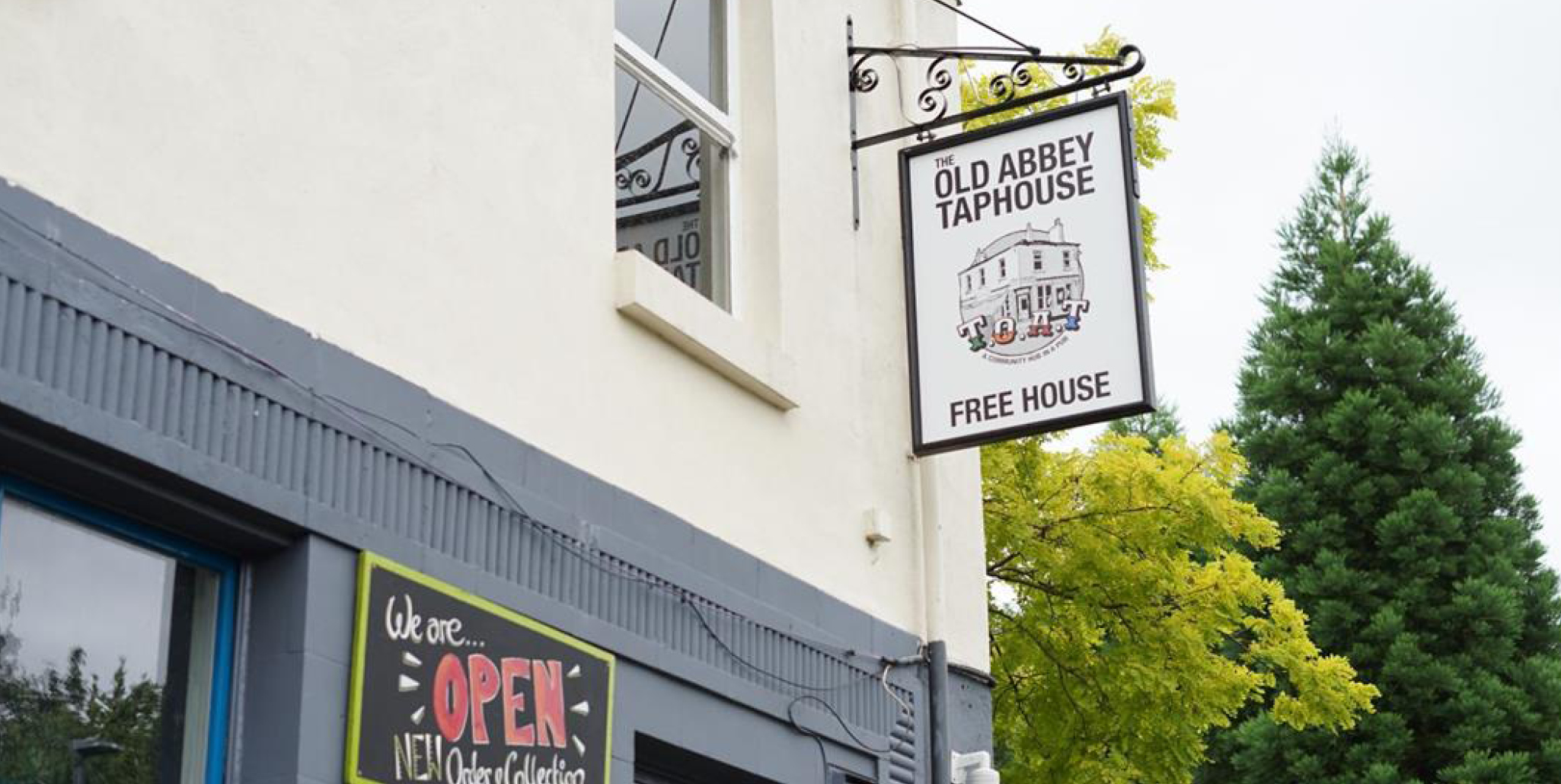 A photograph of the outside of the Old Abbey Taphouse